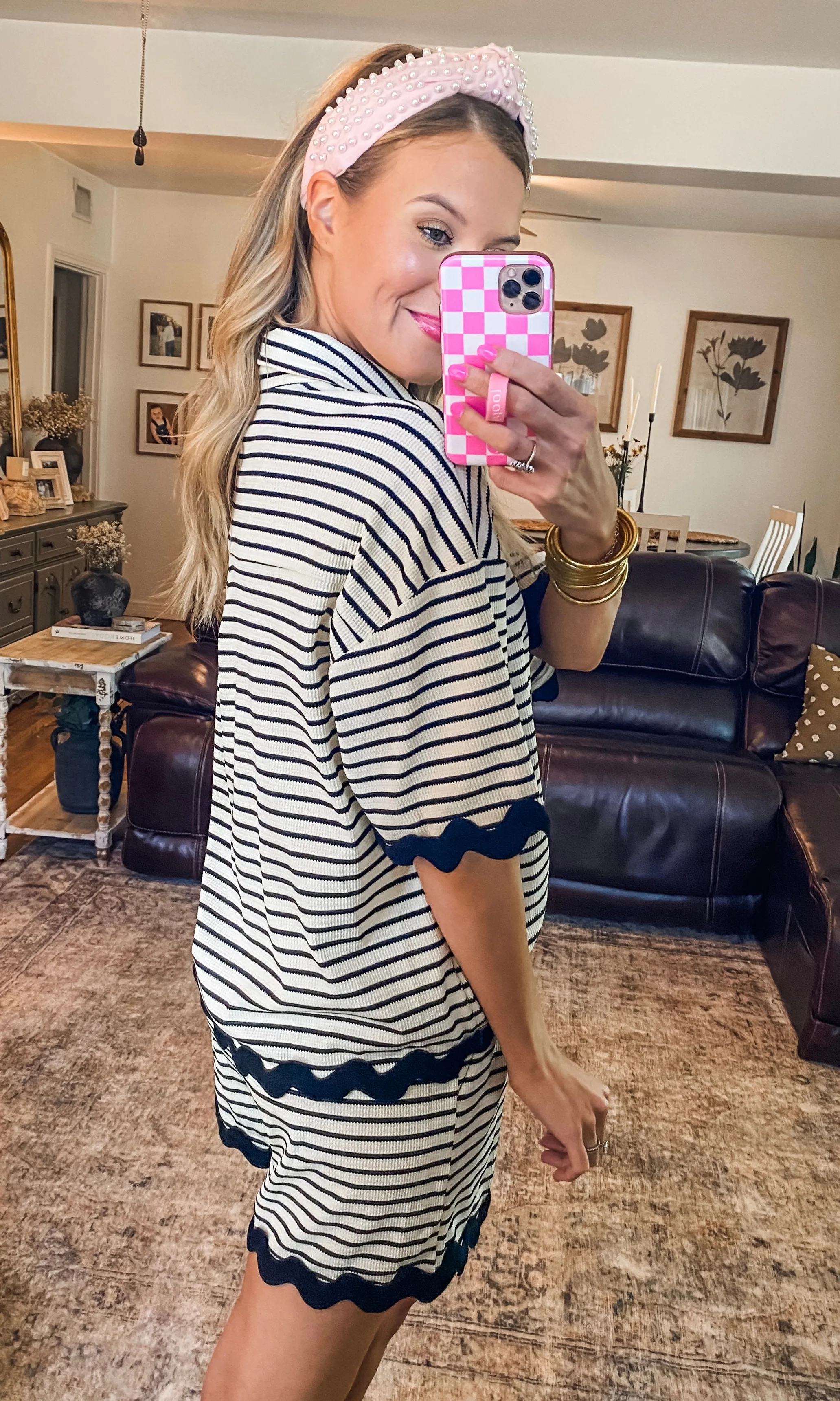 Cream & Black Striped Top