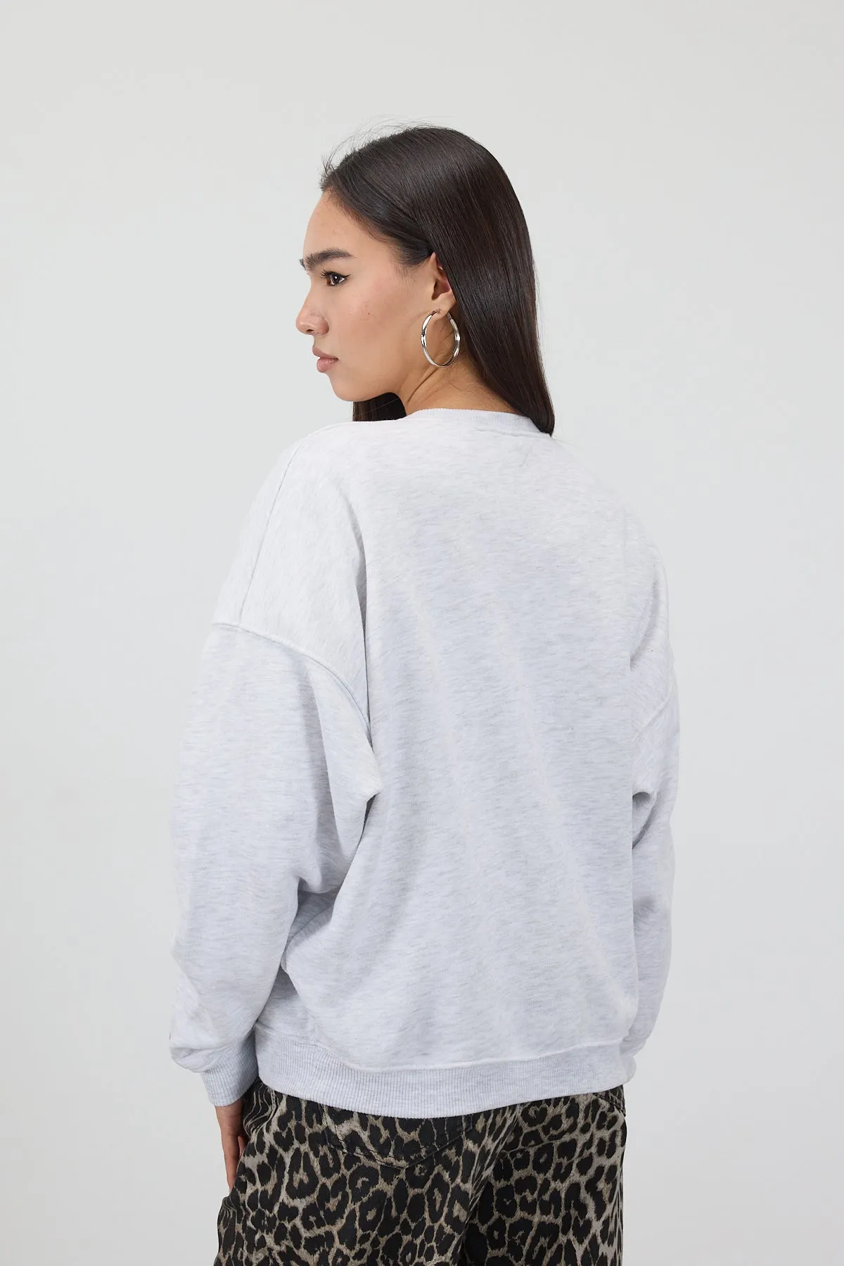 Crew Neck Spicy Printed Brushed Sweatshirt