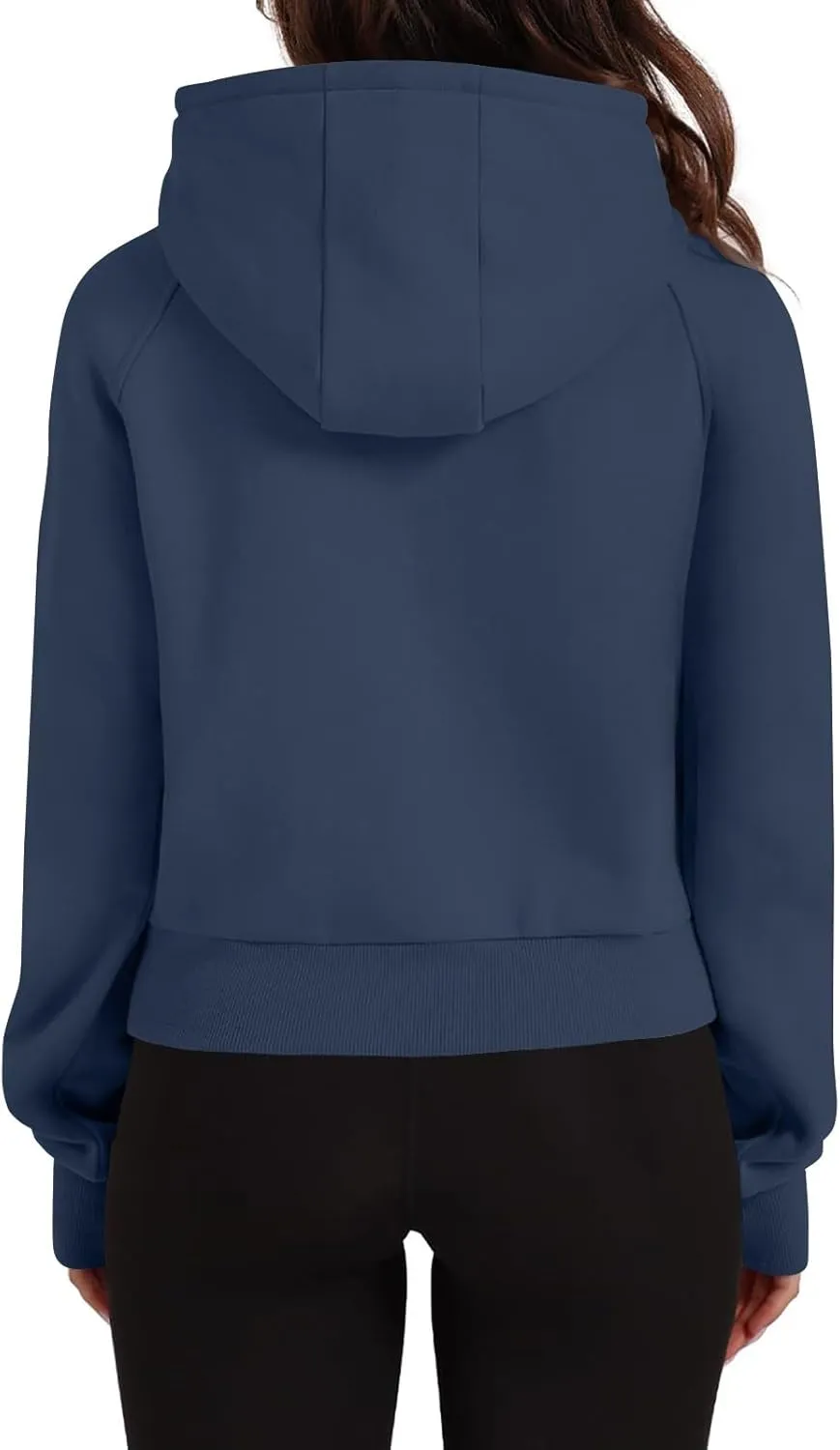 Cropped Zip Up Hoodie Women Oversized Sweatshirt with Thumb Holes 2024 Fall Outfits Y2k Fleece Jacket Winter Clothes