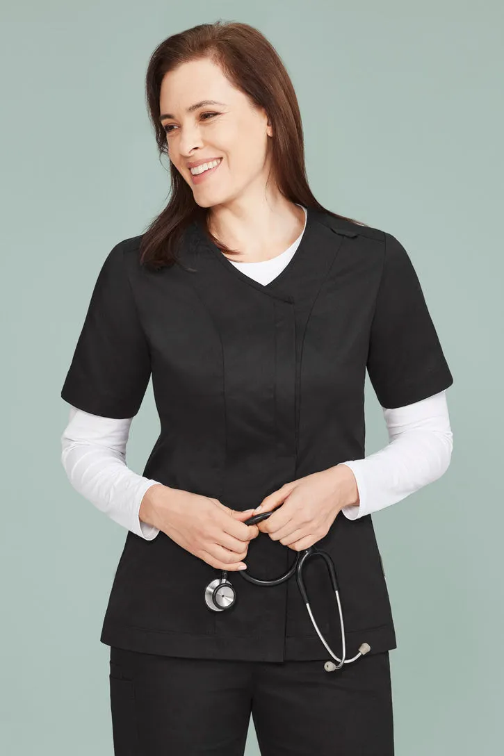 CST240LS - Biz Care - Womens Parks Zip Front Crossover Scrub Top