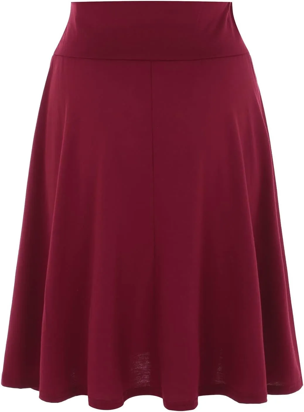 CTRLZS Pleated Skirts for Women Trendy Lightweight Flared Stretchy Midi Skater Skirt Plus Size High Waist Casual Jersey Skirt