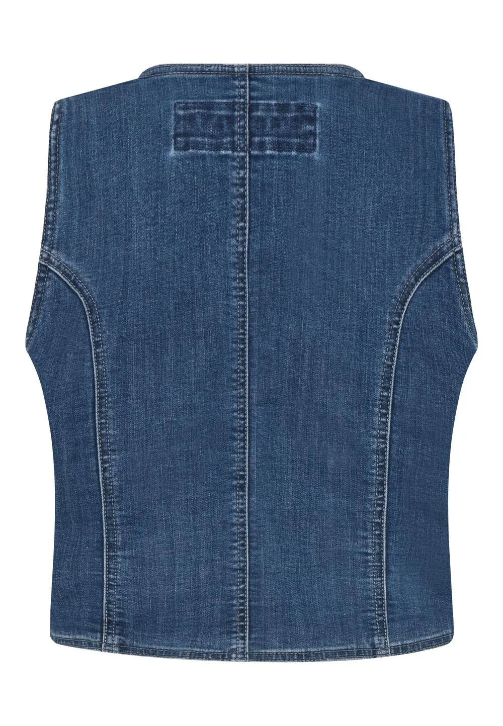 Denim Waistcoat With Triple Button Detail