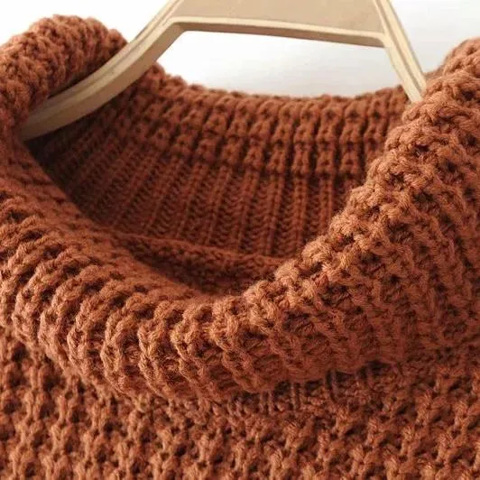 Elegant Cotton Blended Turtleneck Sweater