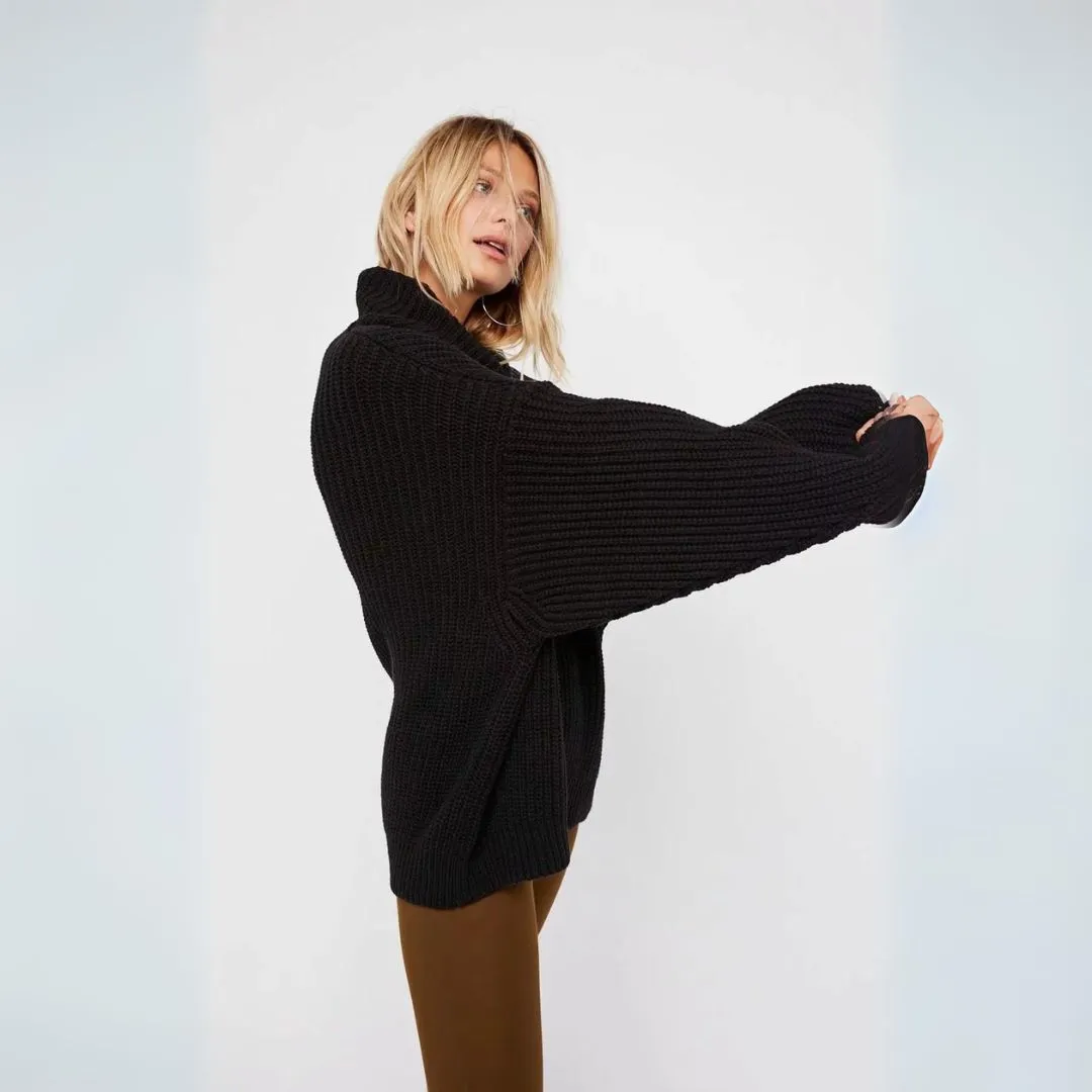 Elegant Cotton Blended Turtleneck Sweater