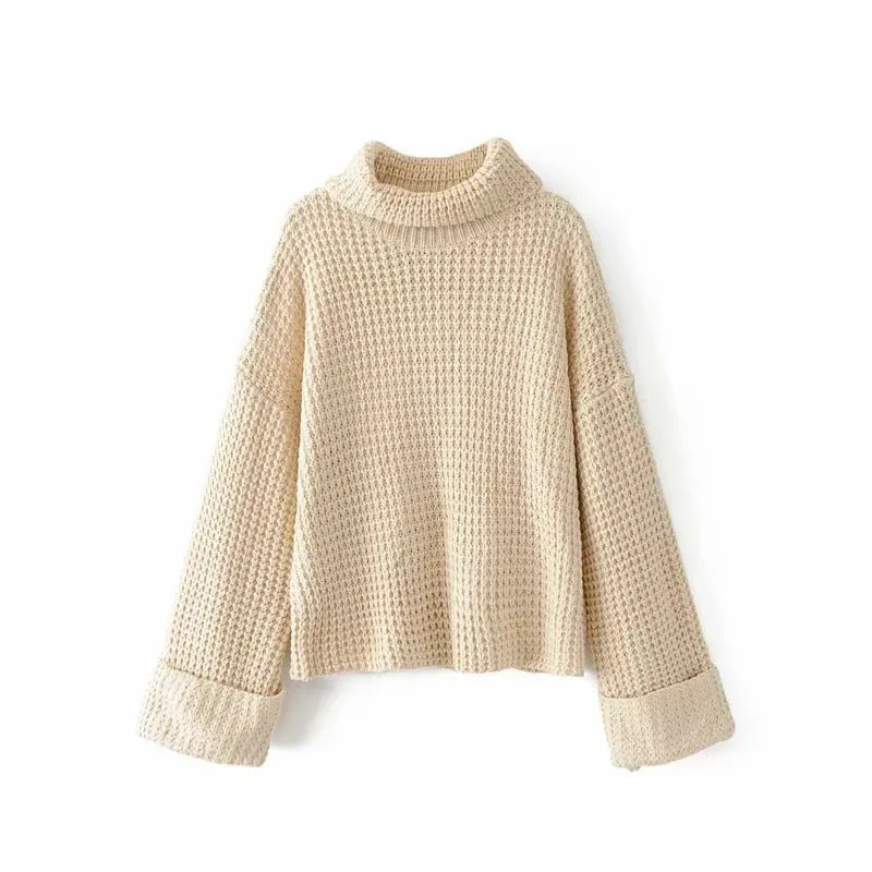 Elegant Cotton Blended Turtleneck Sweater