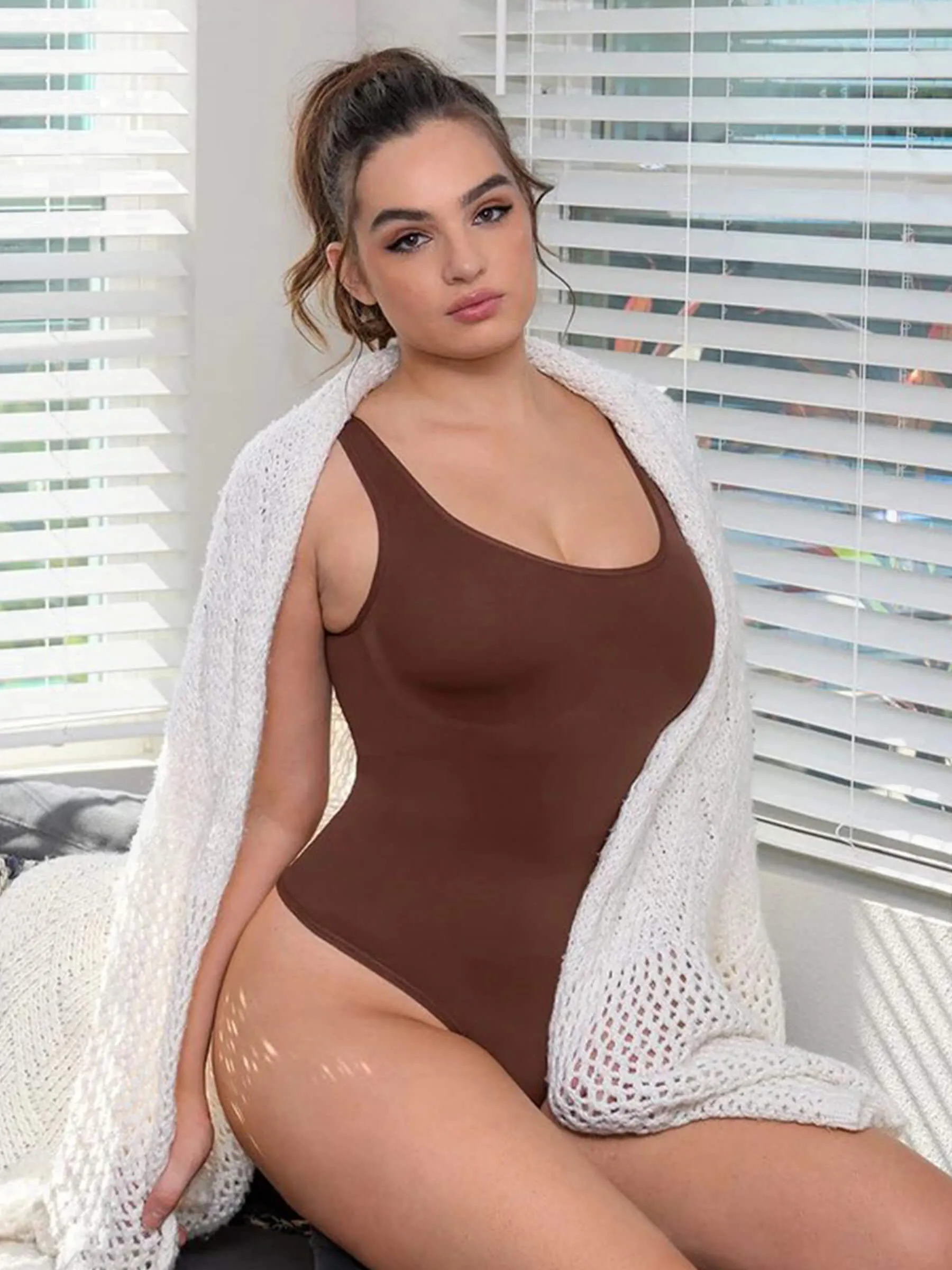 Feelingirl Seamless Outerwear Belly Control Thong Bodysuit