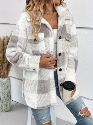 Geruite fleece jas