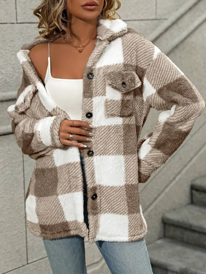 Geruite fleece jas