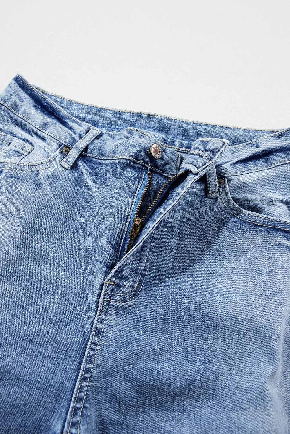 Giana High Rise Distressed Straight Leg Jeans From Threaded Pear