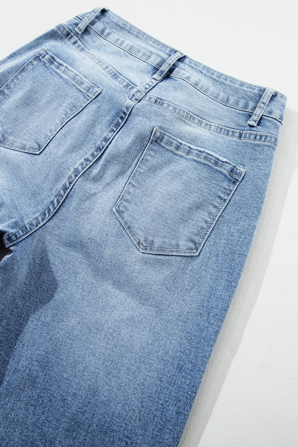 Giana High Rise Distressed Straight Leg Jeans From Threaded Pear