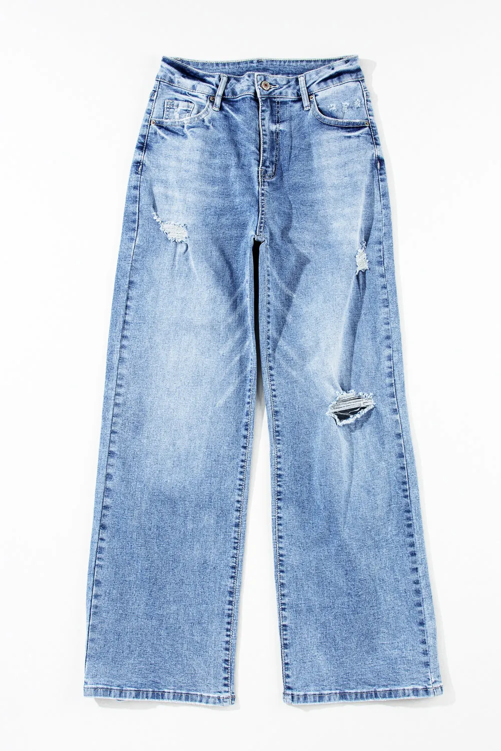 Giana High Rise Distressed Straight Leg Jeans From Threaded Pear
