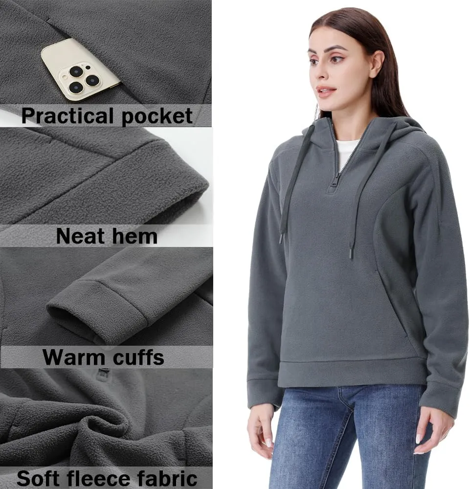 GIMECEN Women's Polar Fleece Hoodies Quarter Zip Sweatshirt Long Sleeve Sweaters Casual Pullover Jacket with Pocket