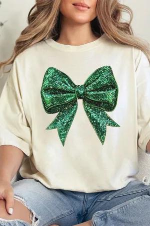 Glitz Green Coquette Bow Comfort Colors Adult Ring-Spun Cotton Tee