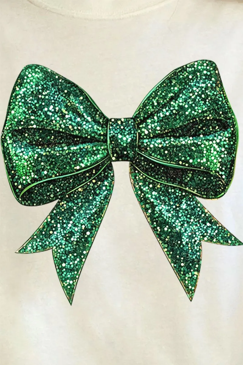 Glitz Green Coquette Bow Comfort Colors Adult Ring-Spun Cotton Tee