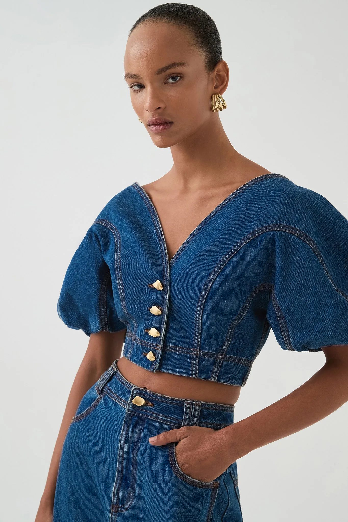 Harper Cropped Denim Top
