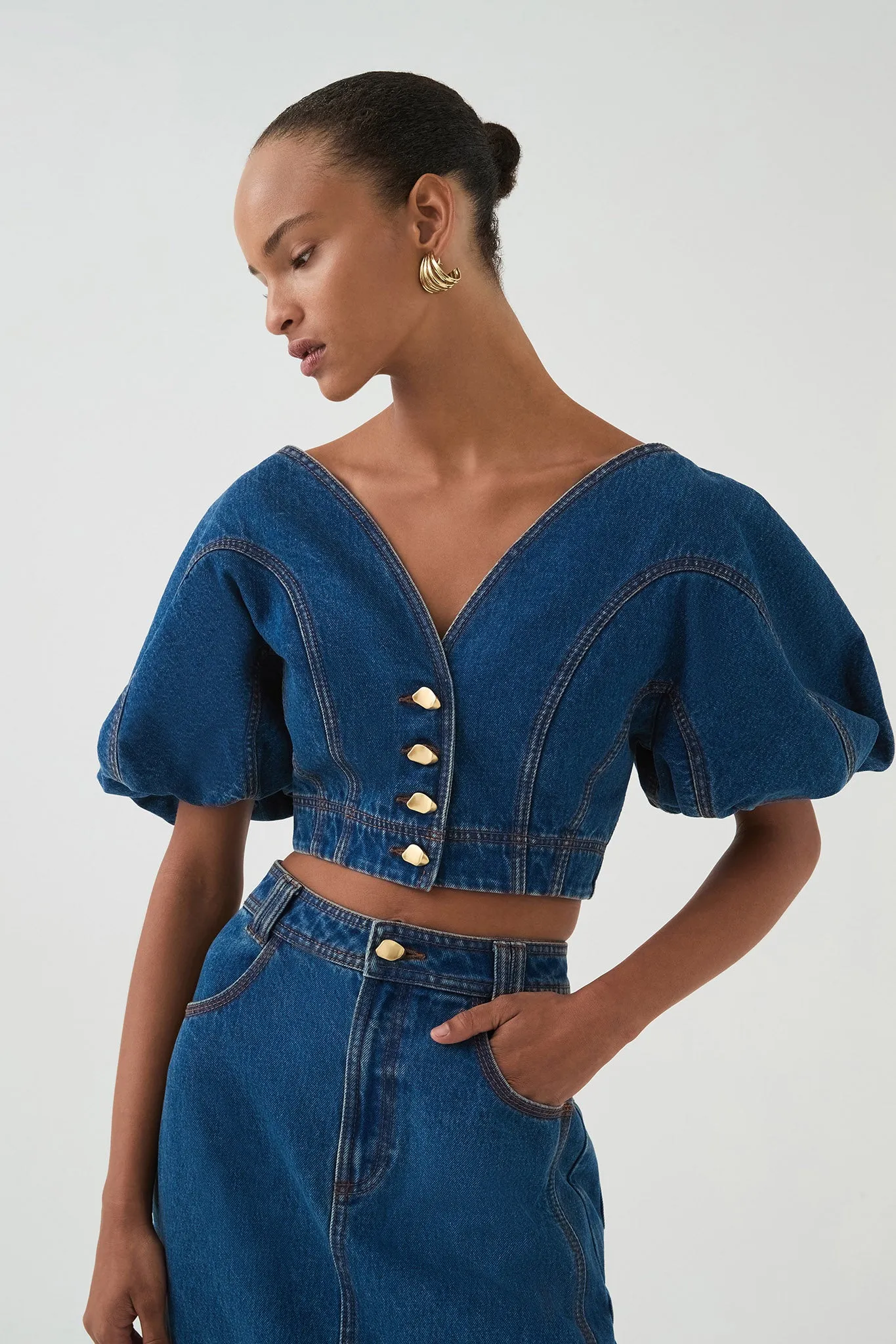 Harper Cropped Denim Top