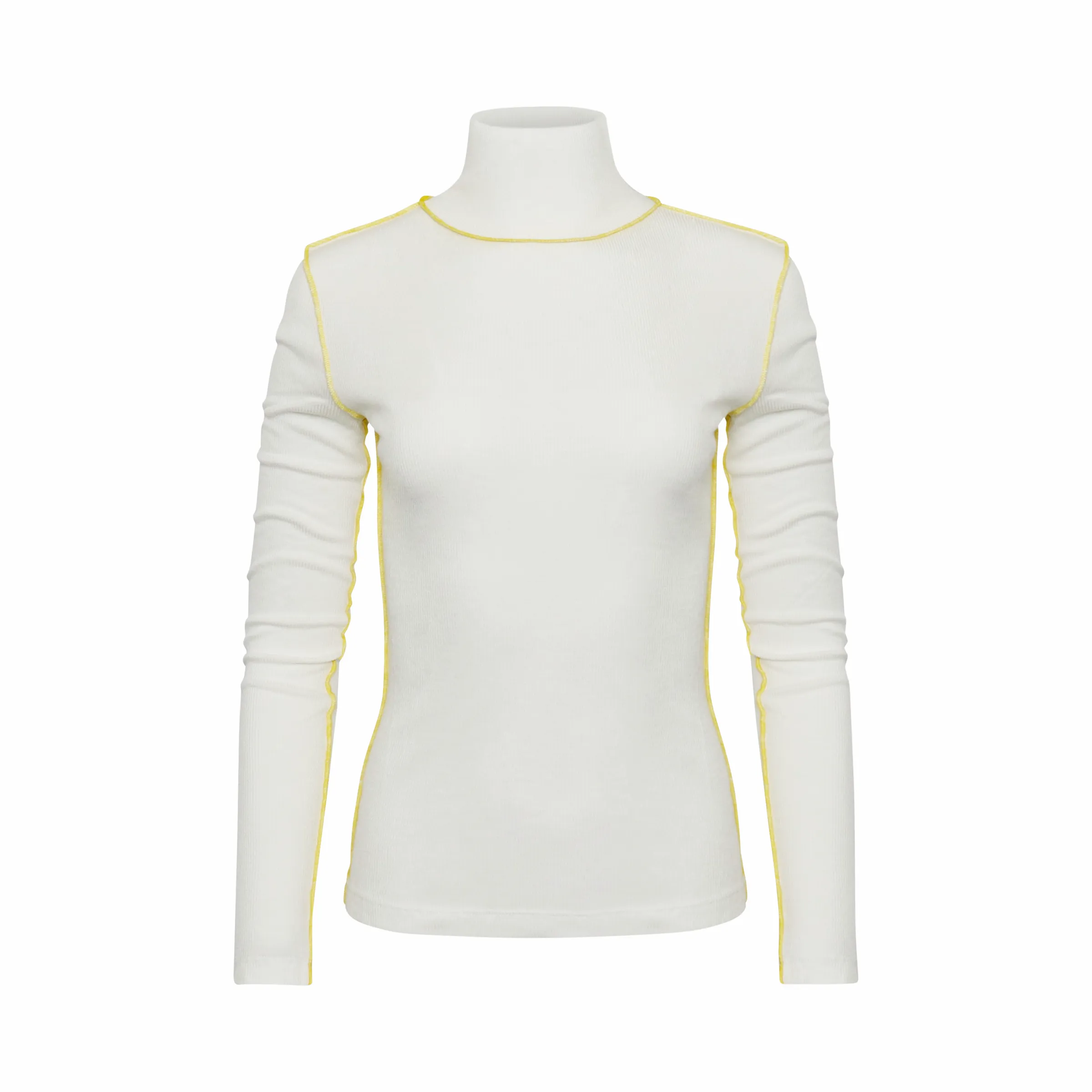 High Neck Ribbed Top in White