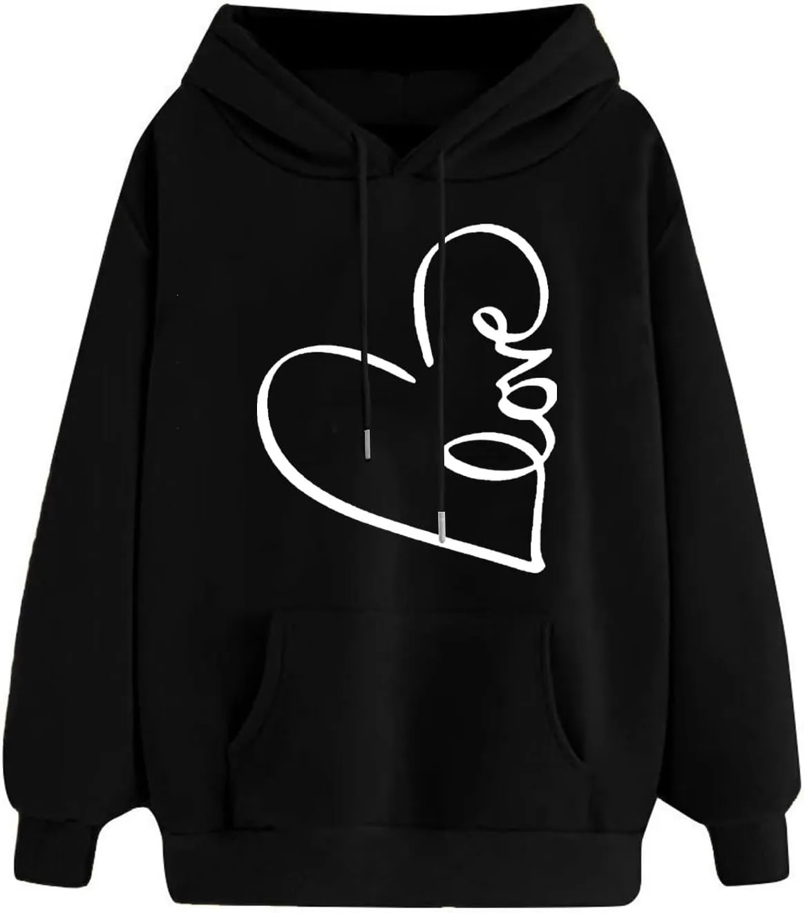 Hoodie for Women 2024 Fall Fashion Heart Print Long Sleeve Casual Loose Fit Tops Teen Girls Oversized Sweatshirts