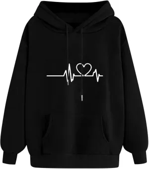 Hoodies for Women Long Sleeve Oversized Warm Sweatshirt Casual Crewneck Hooded Pullover Drawstring Winter T-Shirt