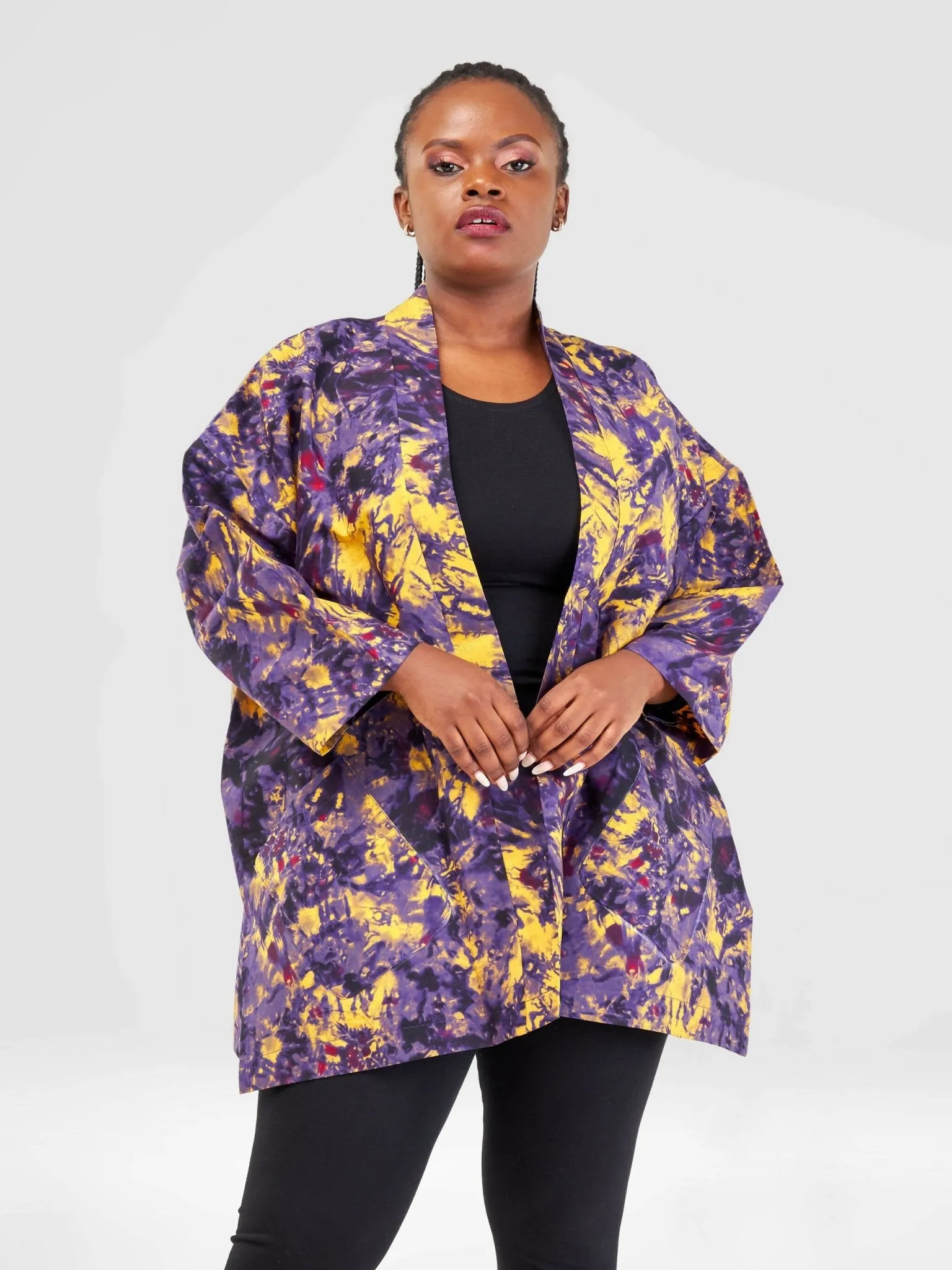 Izulu Mundusi 7 Short Kimono - Purple Print