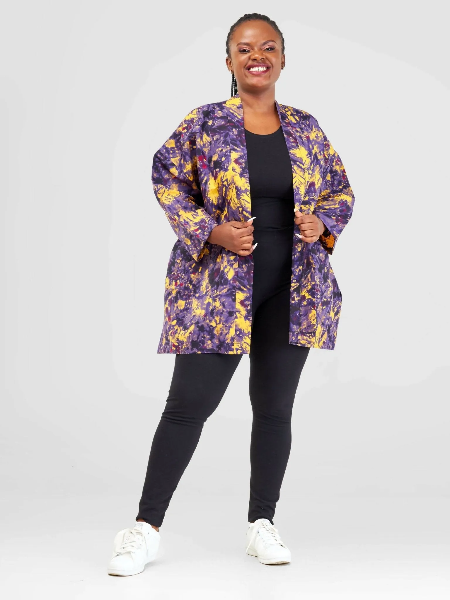 Izulu Mundusi 7 Short Kimono - Purple Print