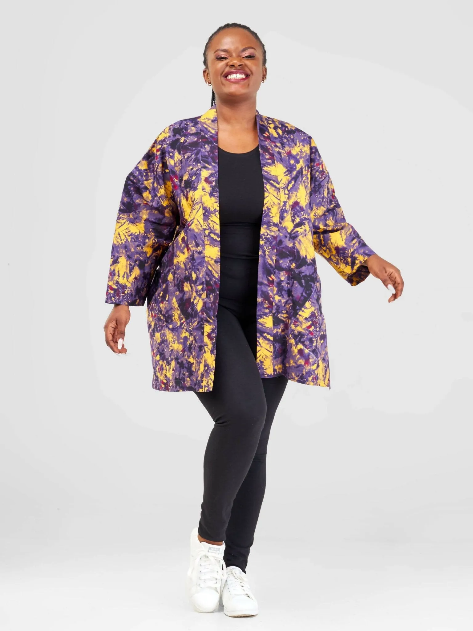 Izulu Mundusi 7 Short Kimono - Purple Print
