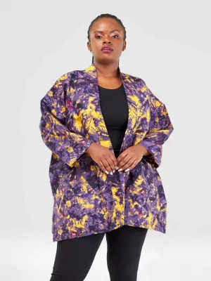 Izulu Mundusi 7 Short Kimono - Purple Print