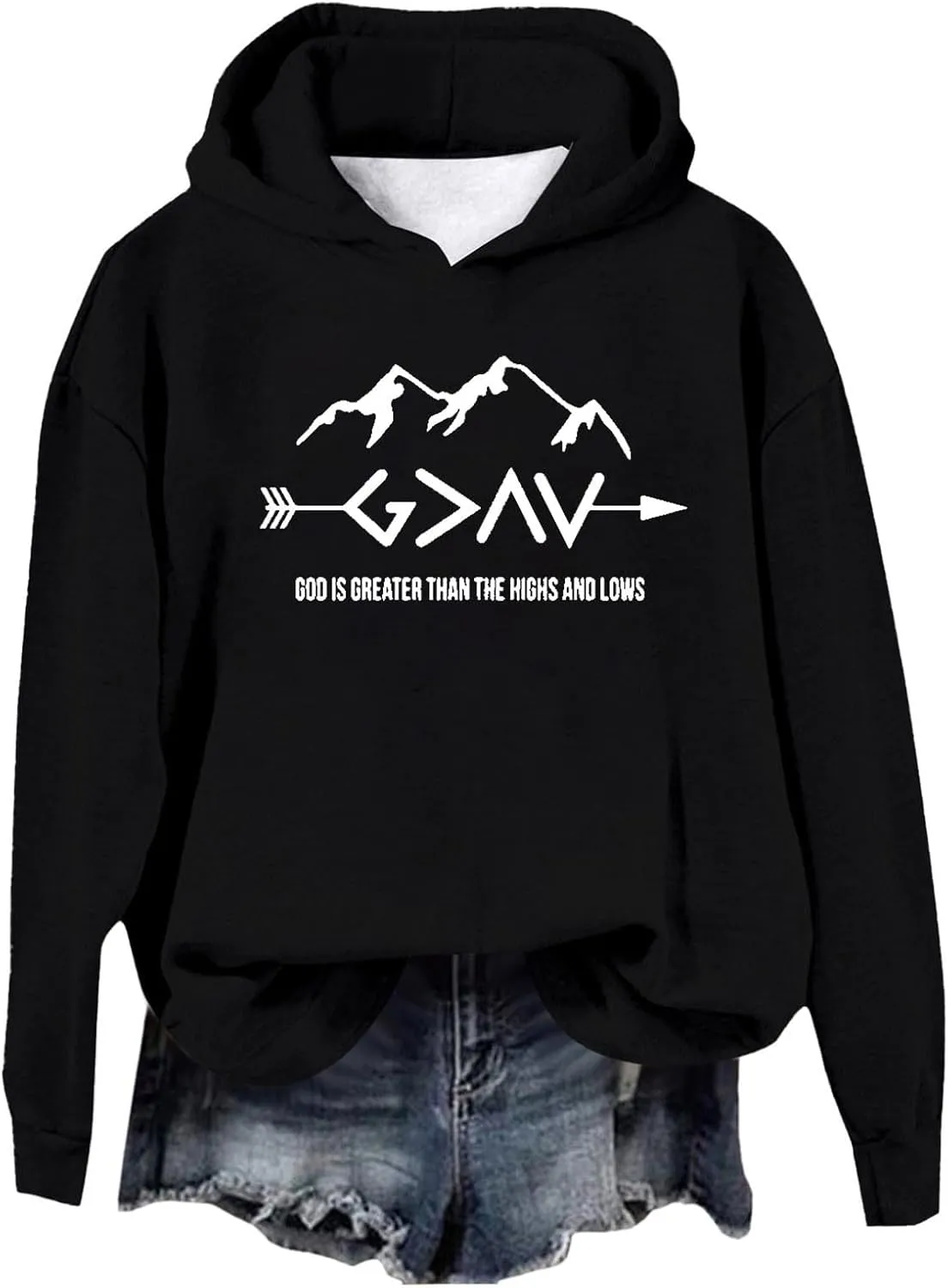 Jesus Sweatshirts For Womens God Is Greater Than The Highs And Lows Comfy Pullover Long Sleeve Round Neck Tops