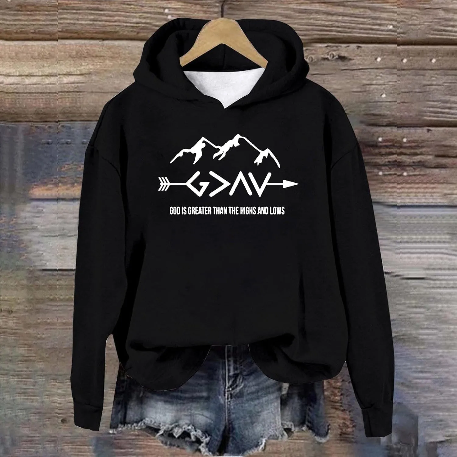 Jesus Sweatshirts For Womens God Is Greater Than The Highs And Lows Comfy Pullover Long Sleeve Round Neck Tops