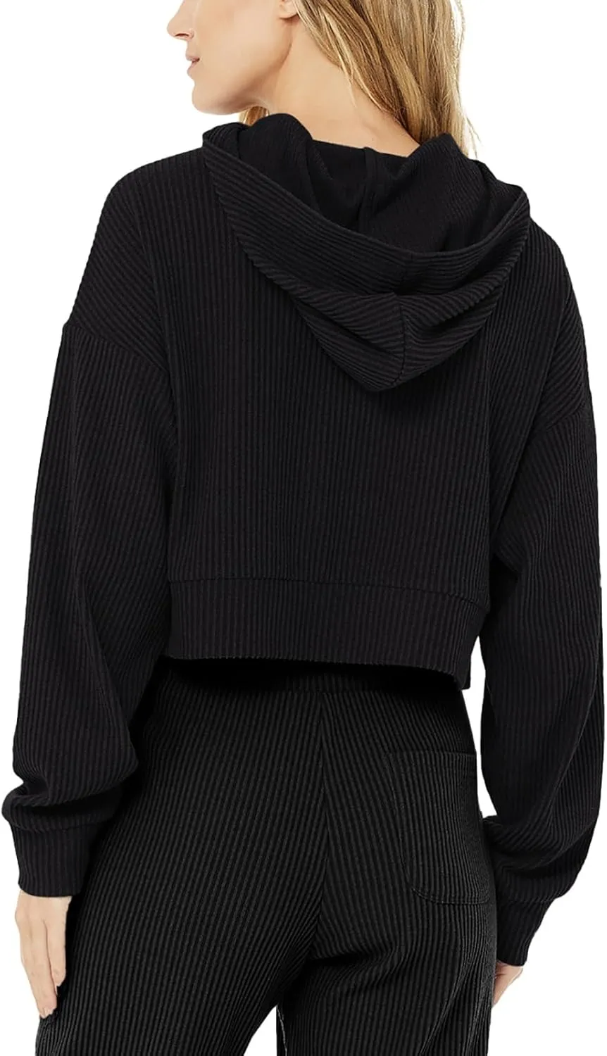 LASLULU Womens Loose Long Sleeve Active Crop Tops Athletic Workout Gym Hoodies Sweatshirt Pullover Tops