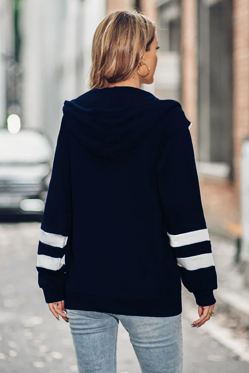 Long Sleeve Zipper Pocket Sweater Hoodie