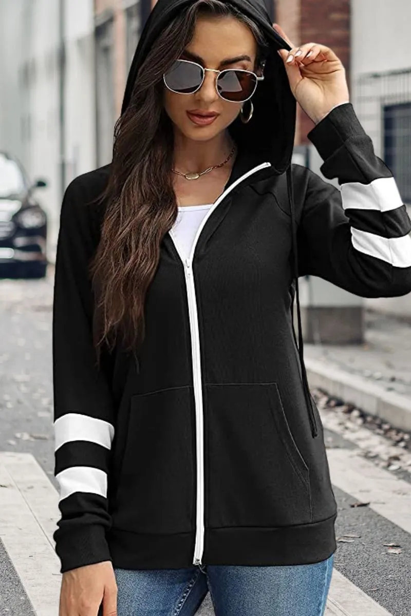 Long Sleeve Zipper Pocket Sweater Hoodie