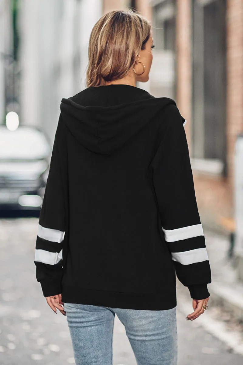Long Sleeve Zipper Pocket Sweater Hoodie