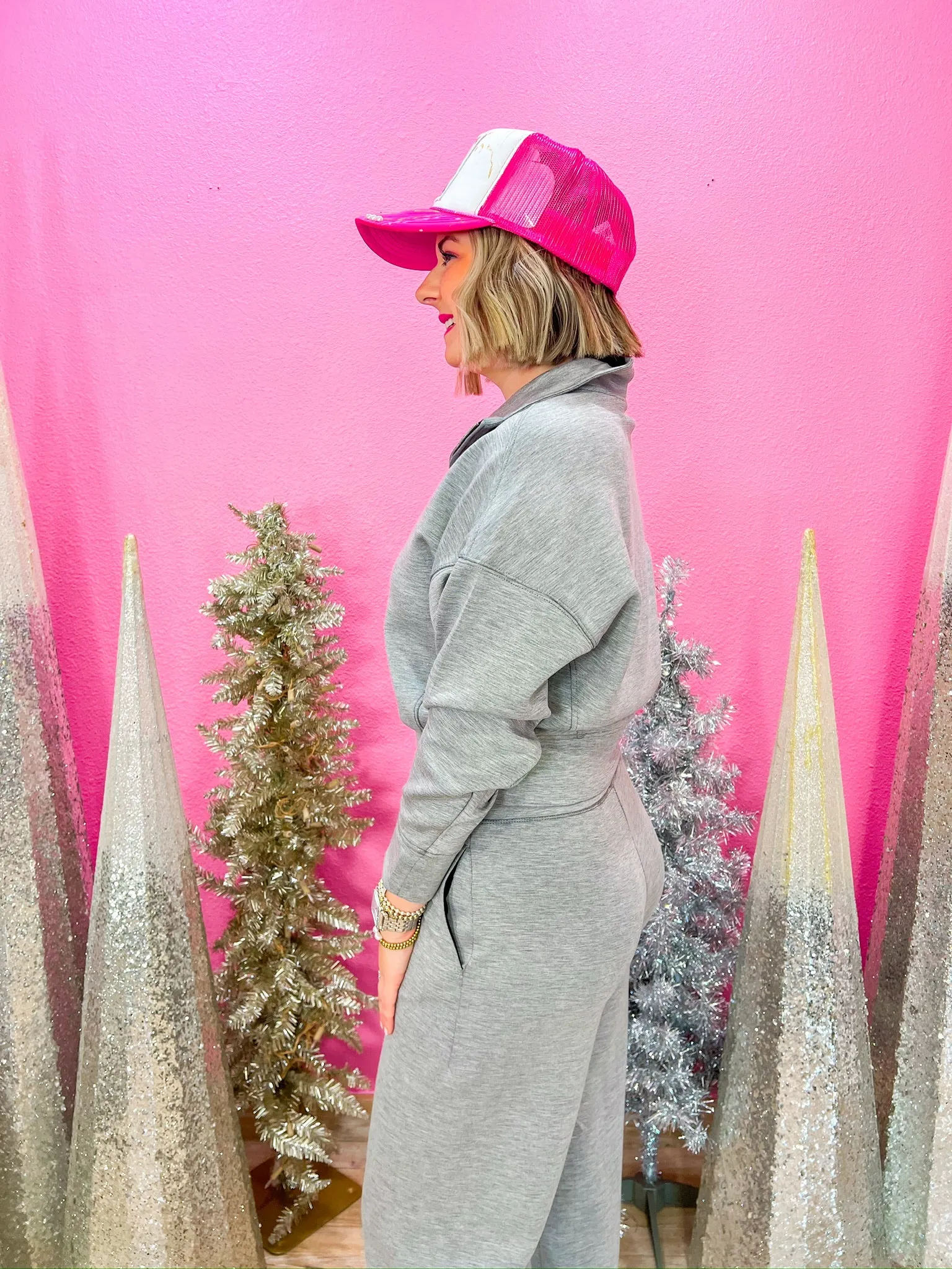 Mailyn Half Zip Pullover - Heather Grey