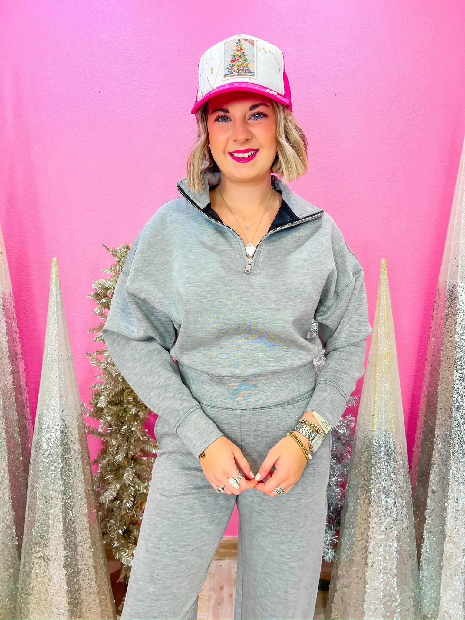 Mailyn Half Zip Pullover - Heather Grey