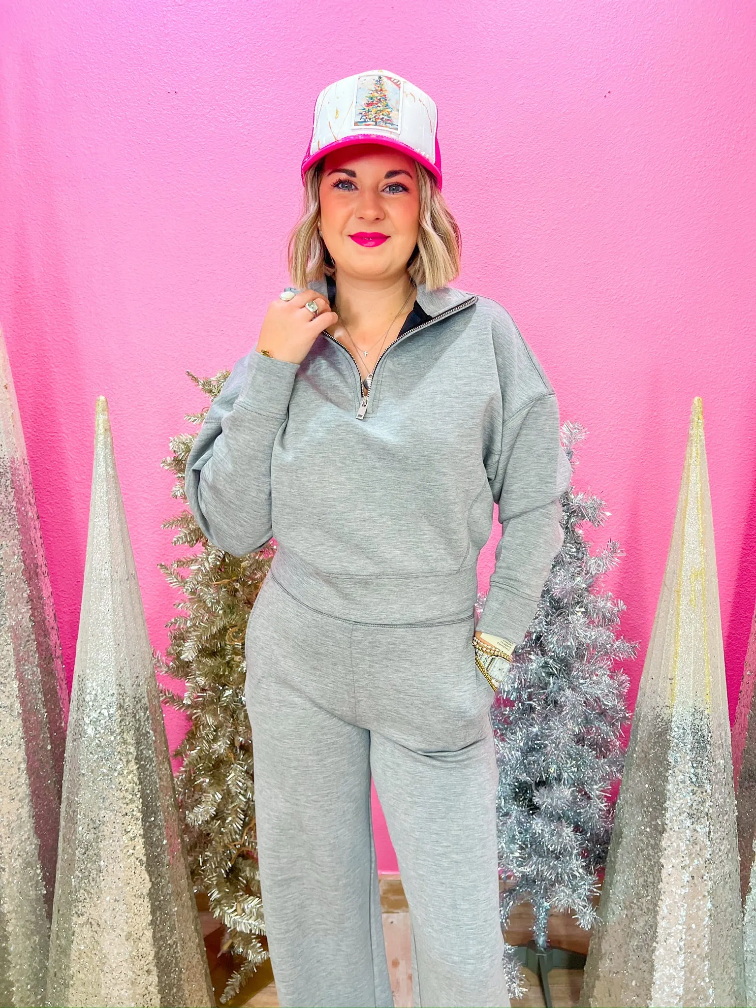 Mailyn Half Zip Pullover - Heather Grey