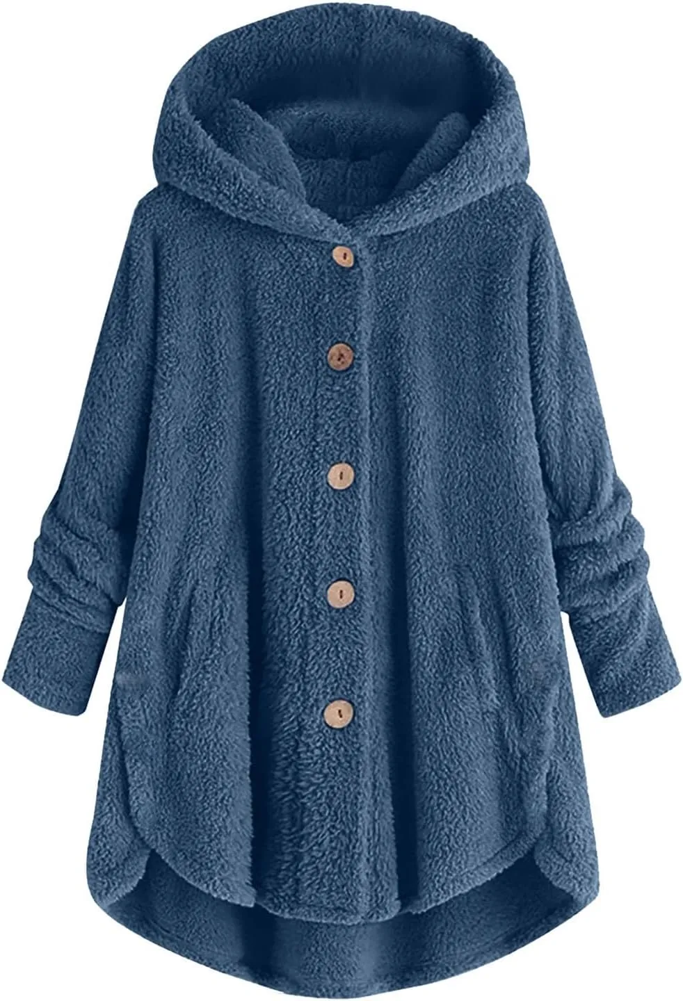 maisdgop Womens Fuzzy Fleece Sherpa Hoodies Oversized Teddy Bear Coat Button down Sweatshirt with Pockets Soft Fall Jackets