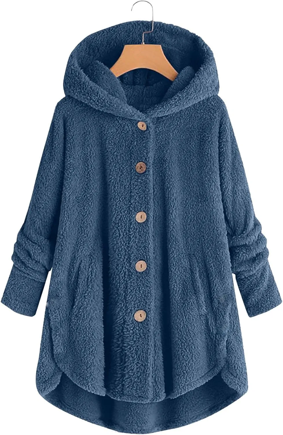 maisdgop Womens Fuzzy Fleece Sherpa Hoodies Oversized Teddy Bear Coat Button down Sweatshirt with Pockets Soft Fall Jackets