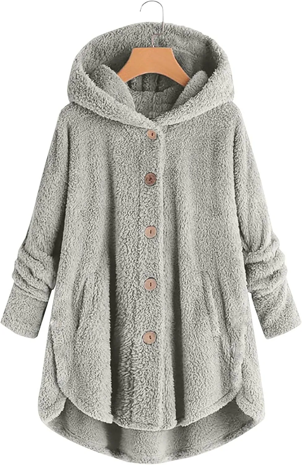 maisdgop Womens Fuzzy Fleece Sherpa Hoodies Oversized Teddy Bear Coat Button down Sweatshirt with Pockets Soft Fall Jackets