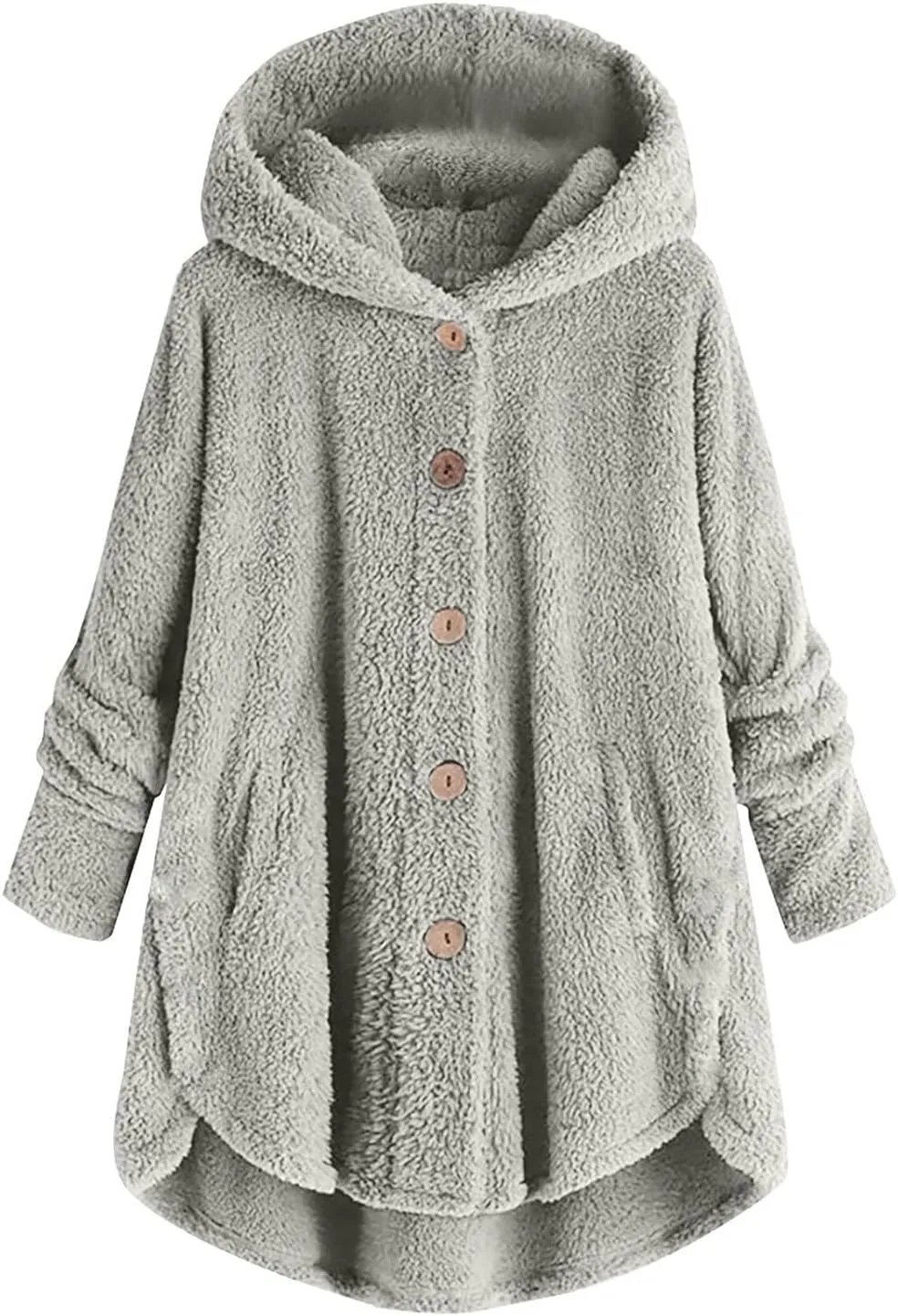 maisdgop Womens Fuzzy Fleece Sherpa Hoodies Oversized Teddy Bear Coat Button down Sweatshirt with Pockets Soft Fall Jackets