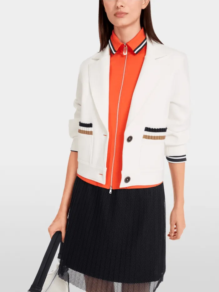 Marc Cain Sports Women's Off White Jersey Blazer In Bomber Style YS 34.06 J09 Col 110