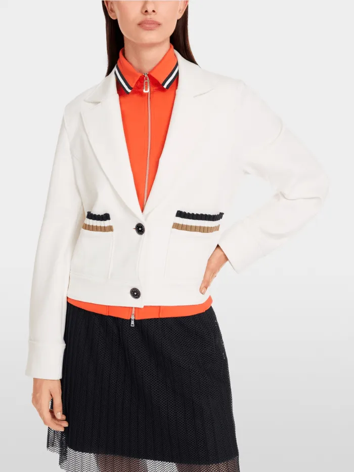 Marc Cain Sports Women's Off White Jersey Blazer In Bomber Style YS 34.06 J09 Col 110
