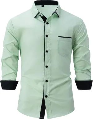 Men's Dress Shirts Solid Long Sleeve Stretch Wrinkle-Free Formal Shirt Business Casual Button Down Chino Blouses