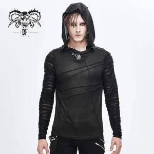 Men's Sheer Gauze Sleeved Fitted Hoodies