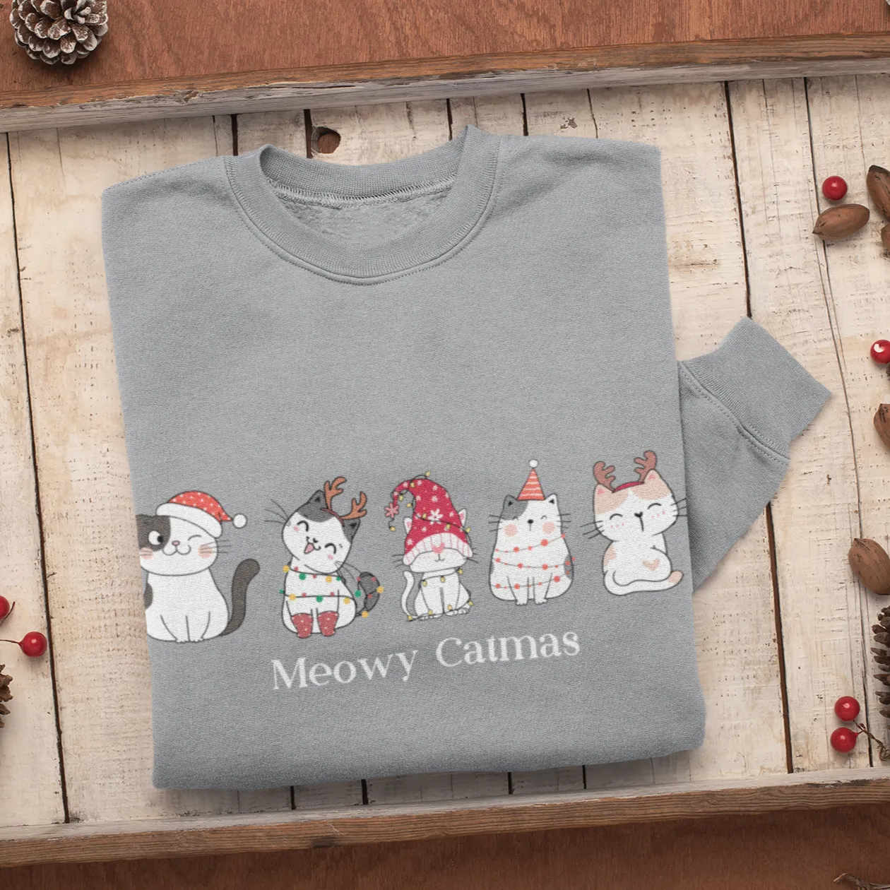 Meowy Catmas Christmas Sweatshirt, Womens Christmas Sweatshirt, Christmas Sweatshirts for Women, Christmas Women,Merry Christmas Sweatshirt
