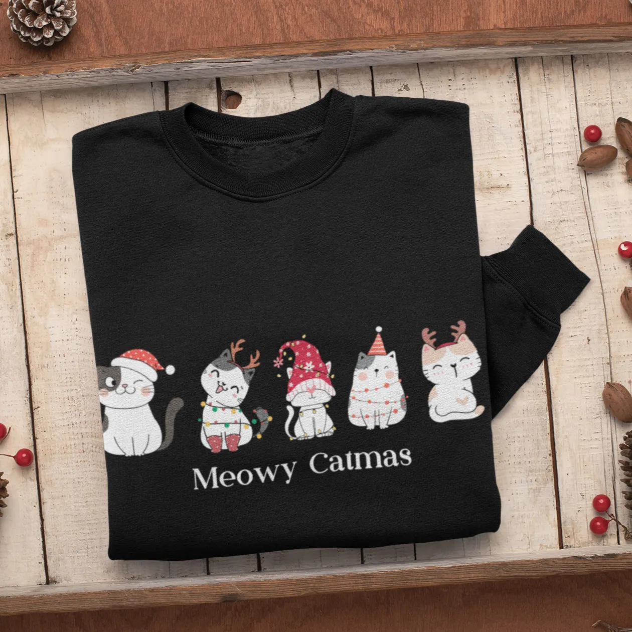 Meowy Catmas Christmas Sweatshirt, Womens Christmas Sweatshirt, Christmas Sweatshirts for Women, Christmas Women,Merry Christmas Sweatshirt