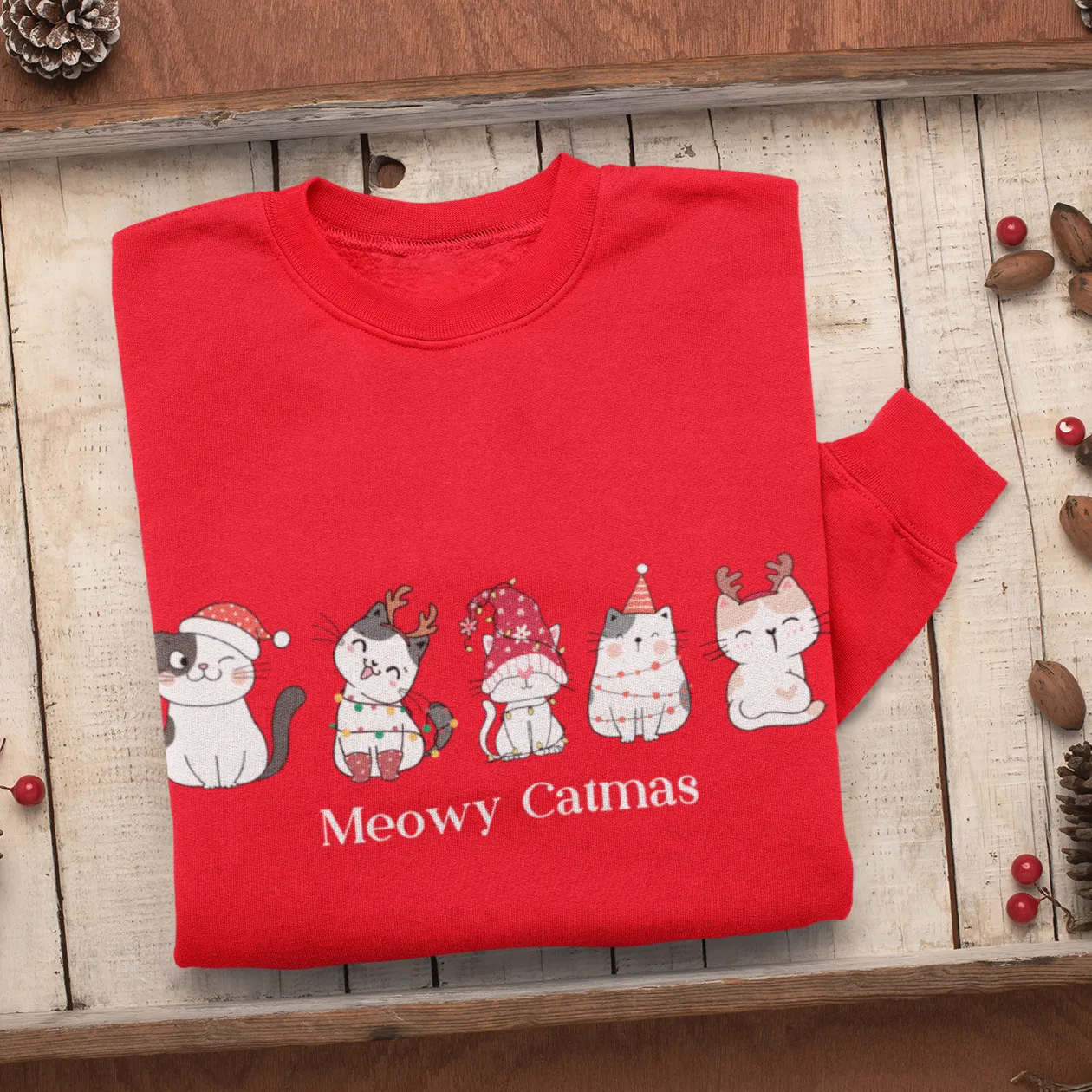 Meowy Catmas Christmas Sweatshirt, Womens Christmas Sweatshirt, Christmas Sweatshirts for Women, Christmas Women,Merry Christmas Sweatshirt