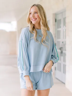 Millie Sweatshirt | Sequin Stripes Blue