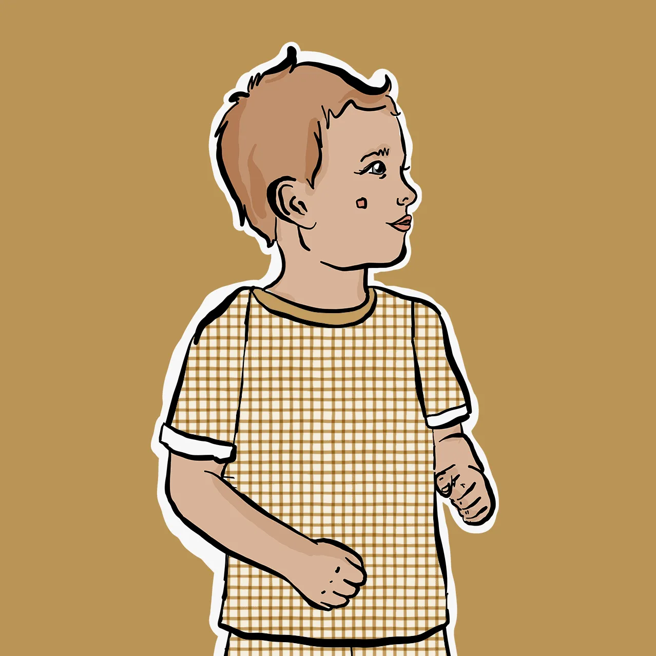 Mustard Gingham T-Shirt | Short Sleeve