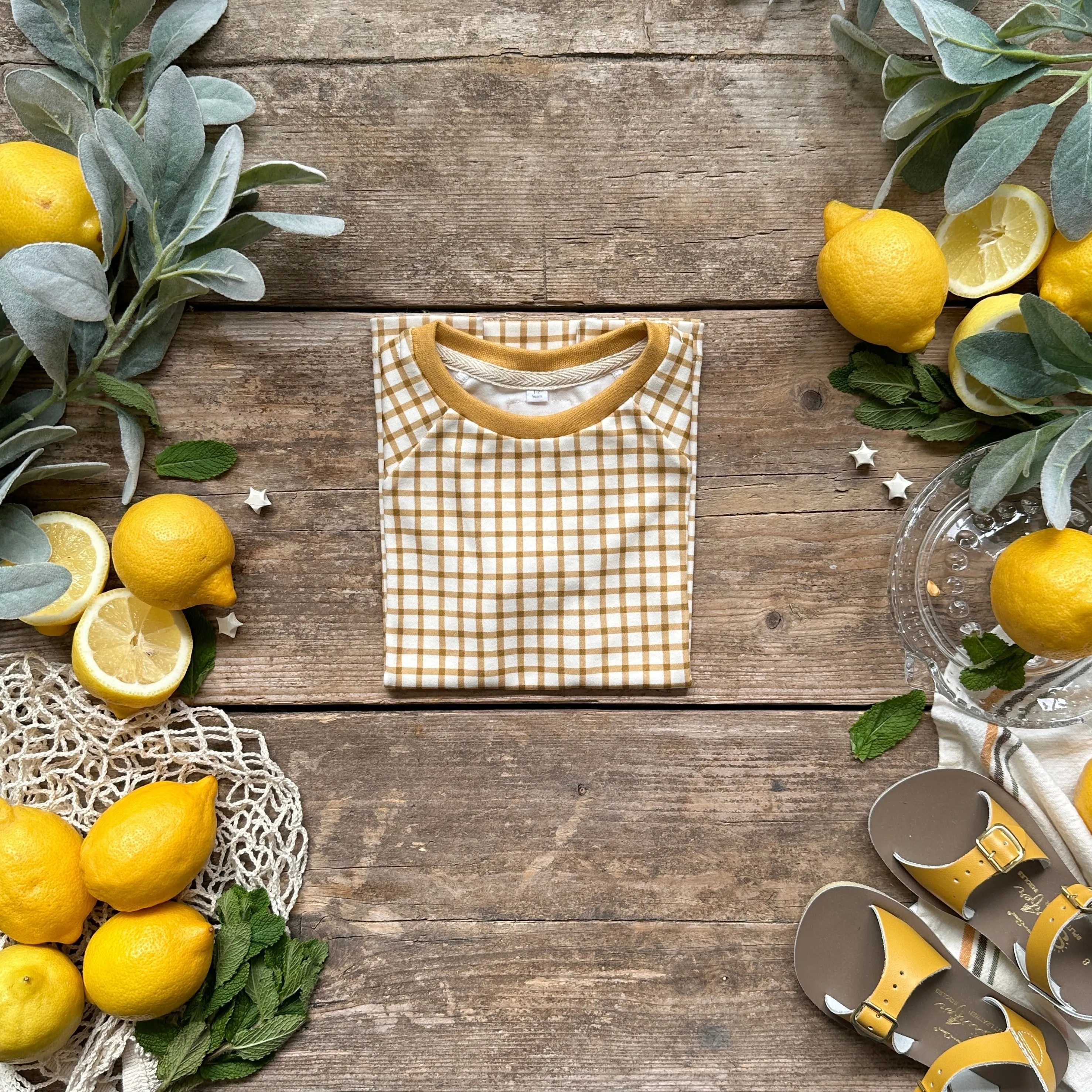 Mustard Gingham T-Shirt | Short Sleeve